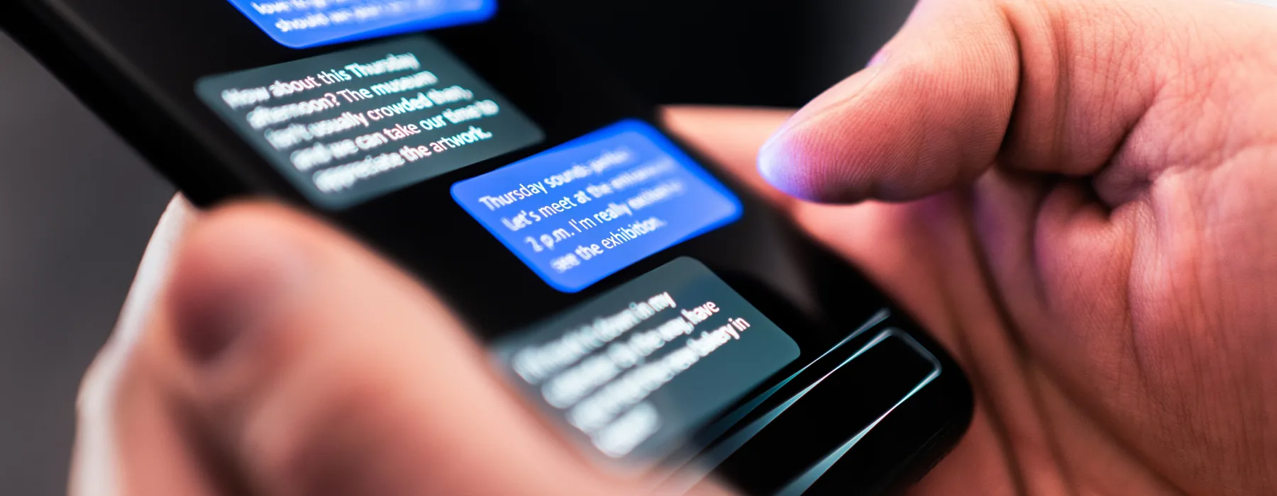 Close up of chat on phone